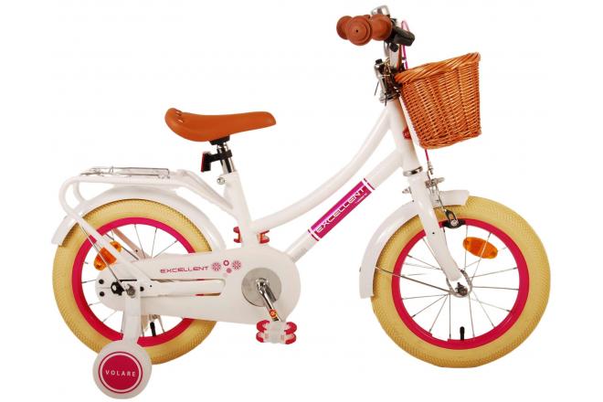 Volare Excellent Barncykel 14 tum, Vit - Lilla Cykelbutiken