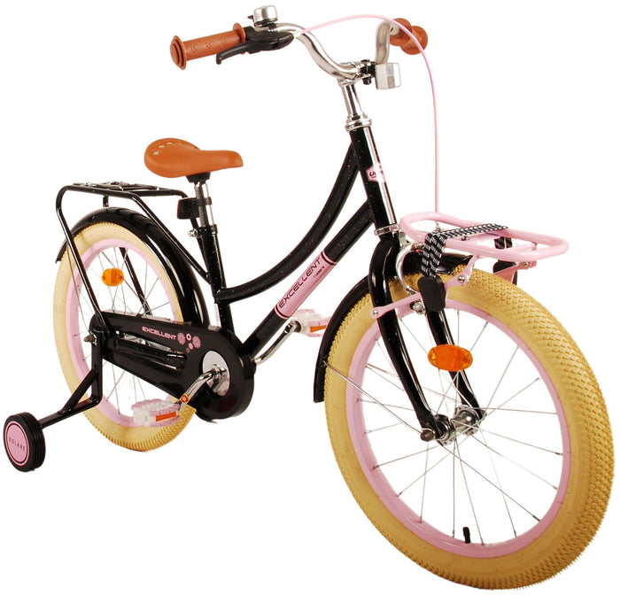 Volare Excellent Barncykel 18 tum, Svart - Lilla Cykelbutiken