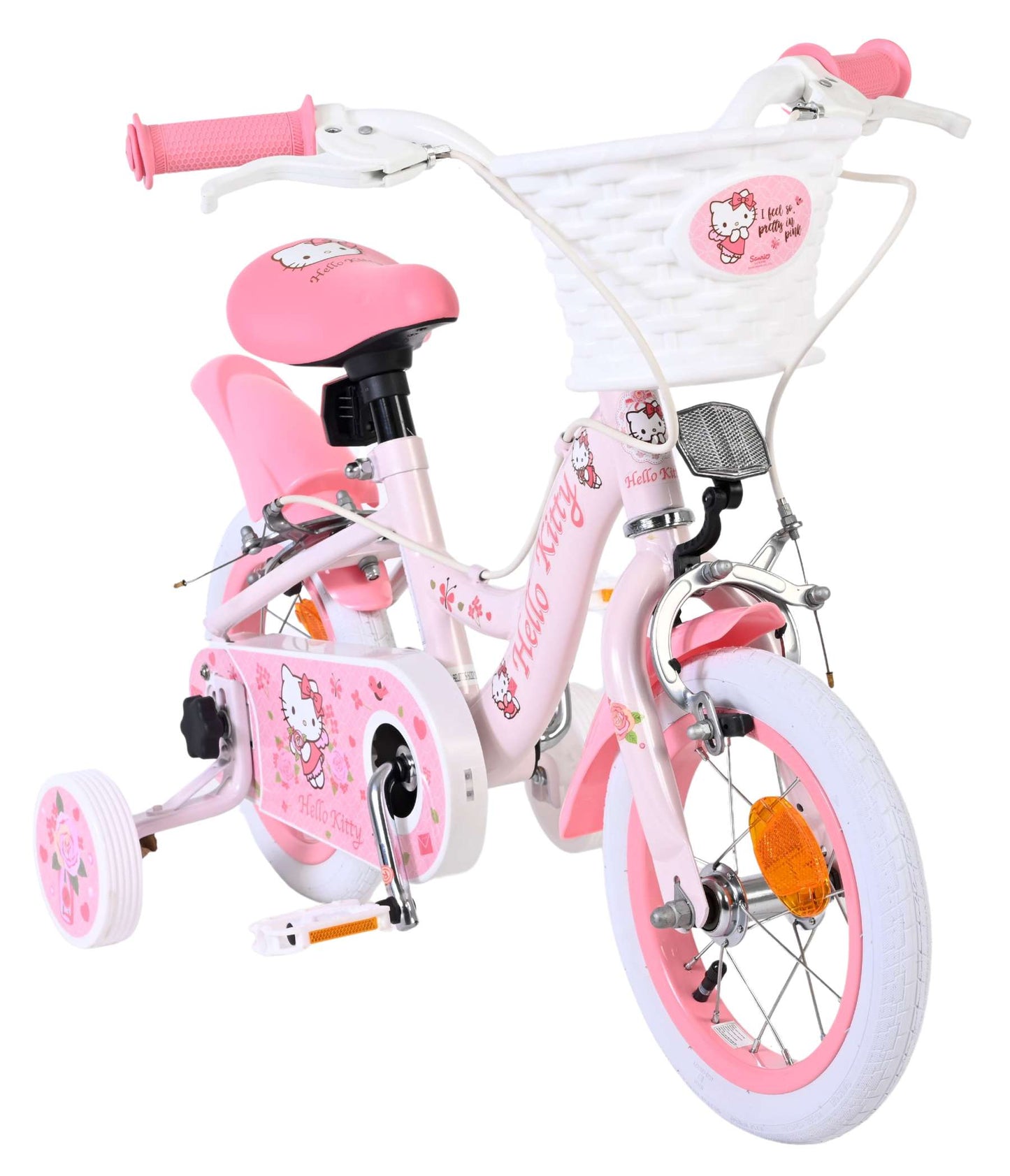 Hello Kitty Rosa 12 tum – Barncykel med två handbromsar