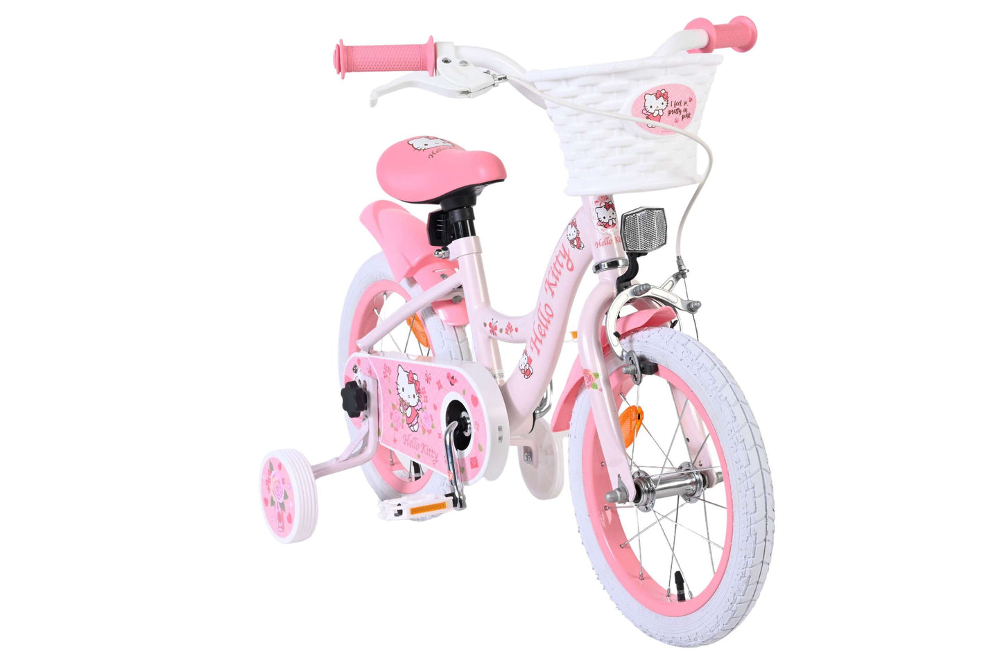 Hello Kitty 14 tum barncykel – Ljusrosa med korg | barncykel – För barn 3,5–5 år