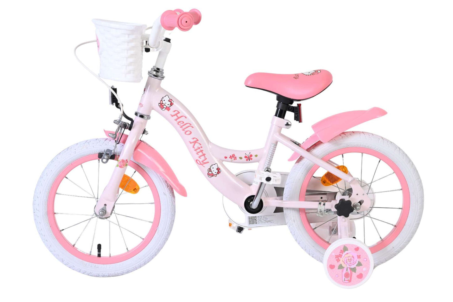 Hello Kitty 14 tum barncykel – Ljusrosa med korg | barncykel – För barn 3,5–5 år