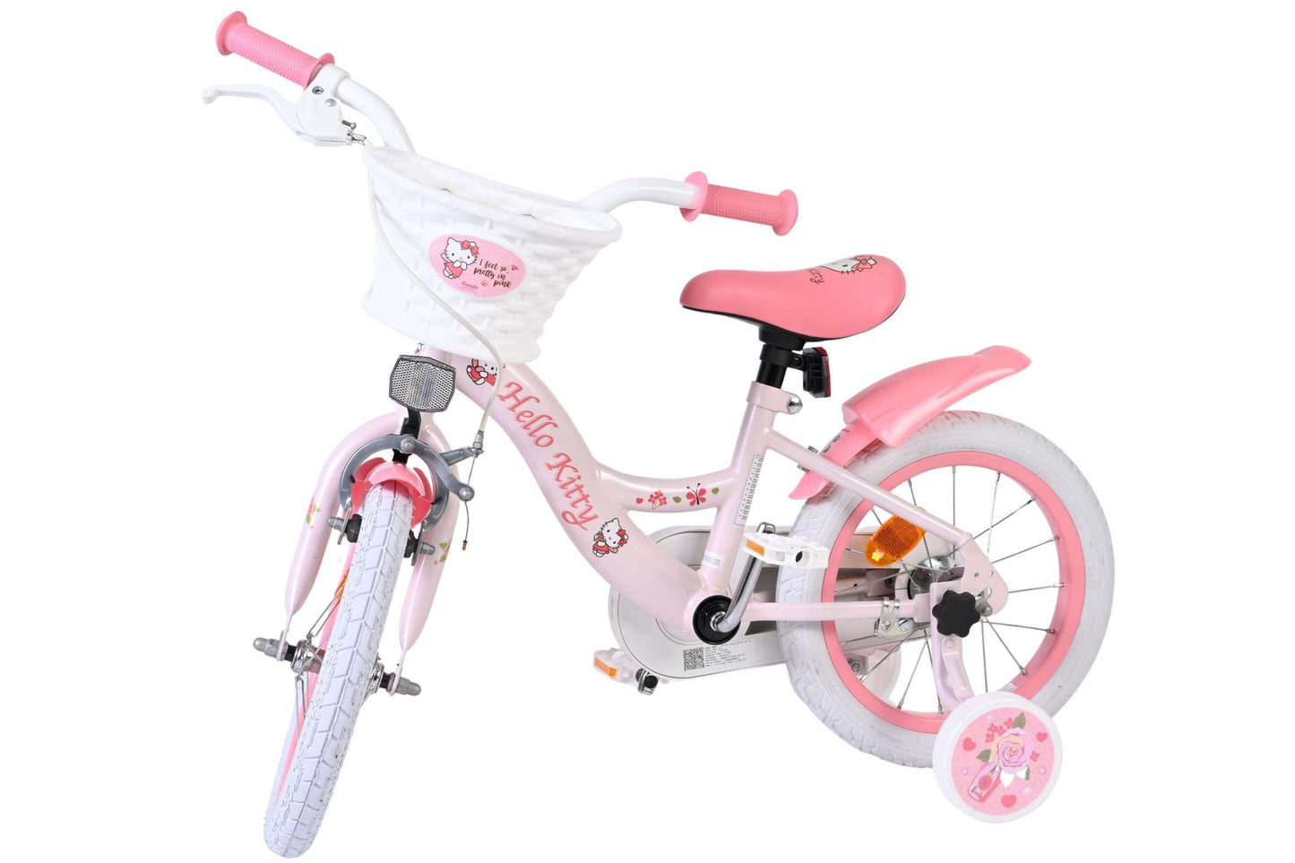 Hello Kitty 14 tum barncykel – Ljusrosa med korg | barncykel – För barn 3,5–5 år