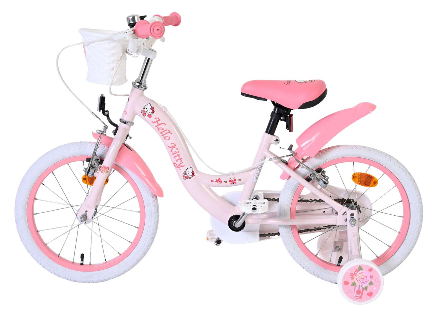 Hello Kitty Pink Barncykel 16 tum, dubbla handbromsar, Rosa - För barn 4-6 år