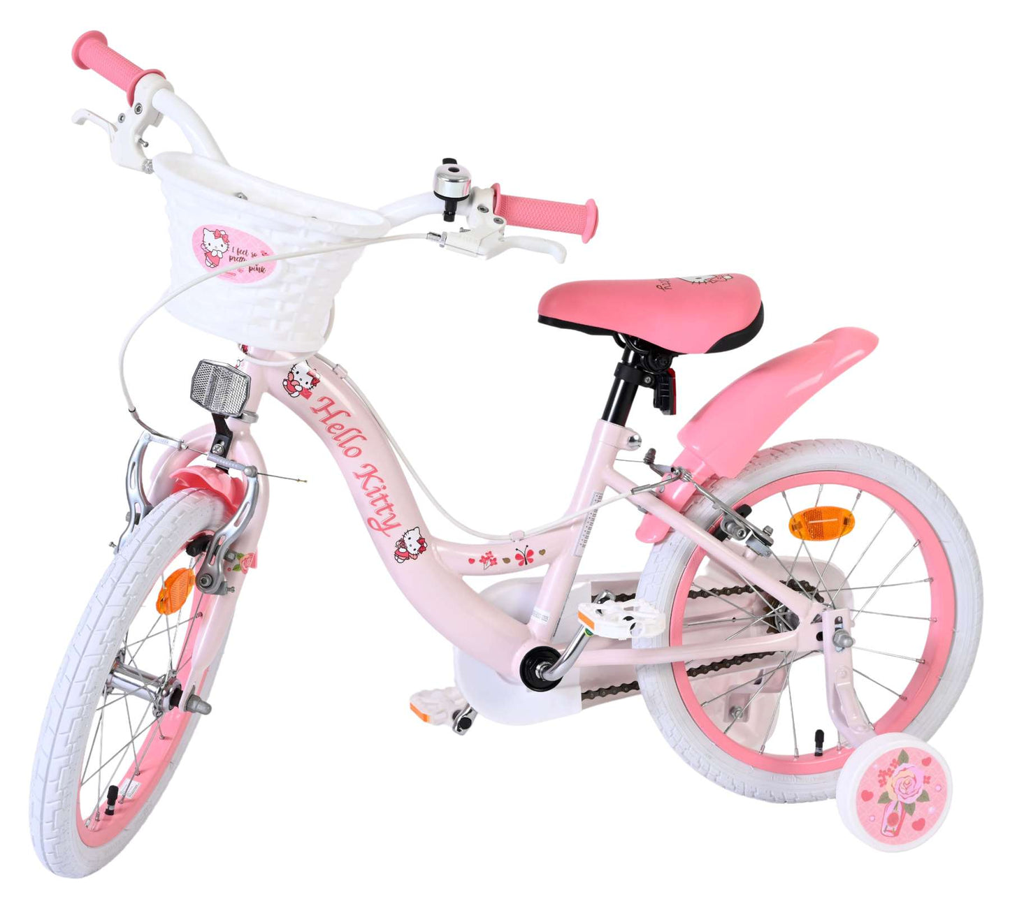 Hello Kitty Pink Barncykel 16 tum, dubbla handbromsar, Rosa - För barn 4-6 år