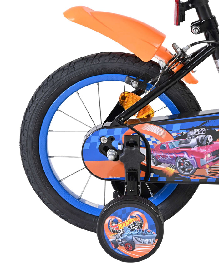 Hot Wheels Barncykel 14 tum, dubbla handbromsar, Svart - För barn 5-5 år