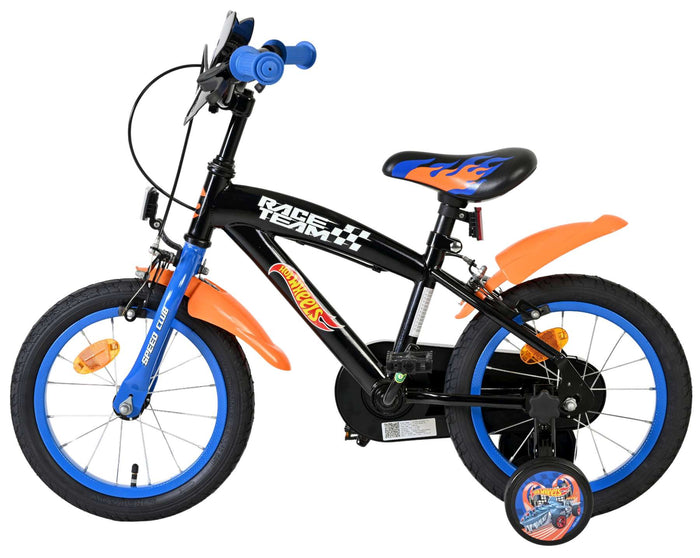 Hot Wheels Barncykel 14 tum, dubbla handbromsar, Svart - För barn 5-5 år