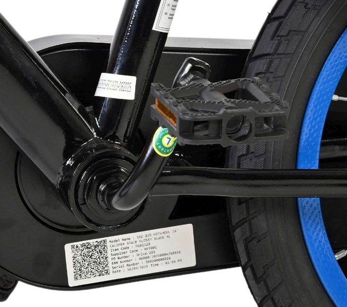 Hot Wheels Barncykel 14 tum, dubbla handbromsar, Svart - För barn 5-5 år