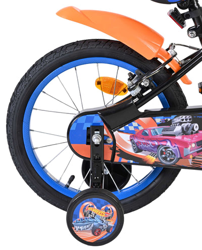 Hot Wheels Barncykel 16 tum, dubbla handbromsar, Svart - För barn 4-6 år