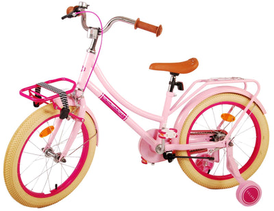 Volare Excellent 18 tum Barncykel för Tjejer, Med Stödhjul, Korg & Handbroms - För barn 4-7 år