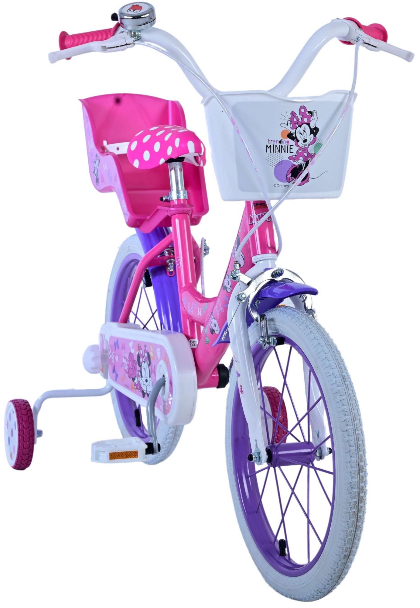 Minnie Barncykel Två Handbromsar 16 tum, Rosa - Lilla Cykelbutiken