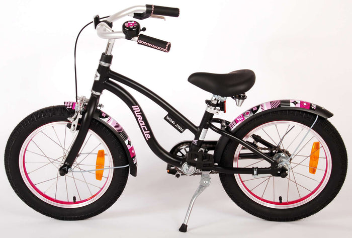 Volare Miracle Cruiser Barncykel 16 tum, Matt Svart - Lilla Cykelbutiken