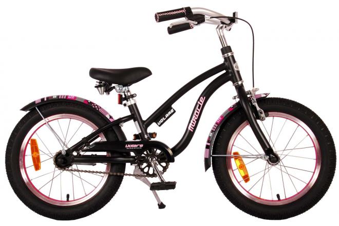 Volare Miracle Cruiser Barncykel 16 tum, Matt Svart - Lilla Cykelbutiken