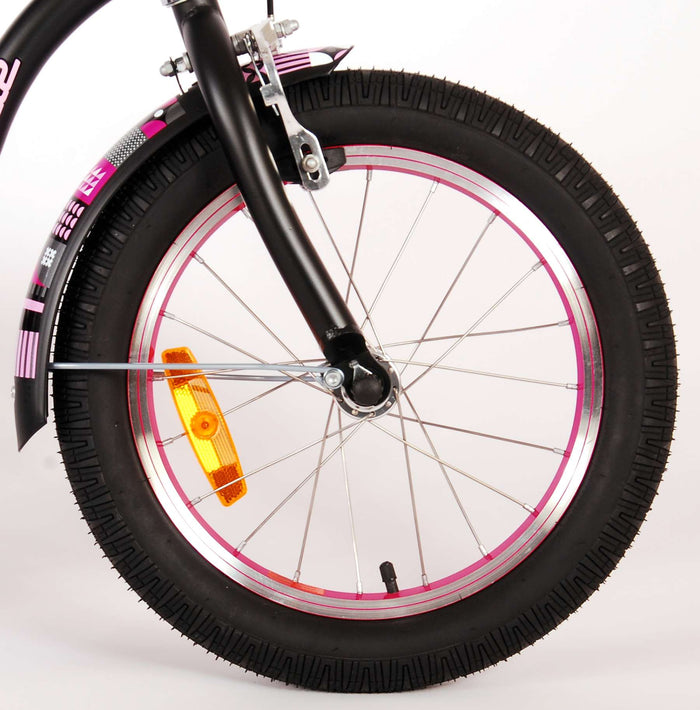 Volare Miracle Cruiser Barncykel 16 tum, Matt Svart - Lilla Cykelbutiken