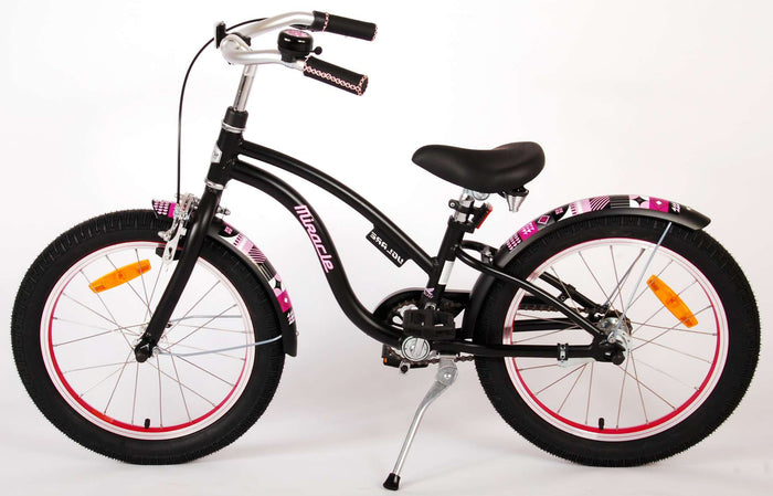 Volare Miracle Cruiser Barncykel 18 tum, Matt Svart - Lilla Cykelbutiken