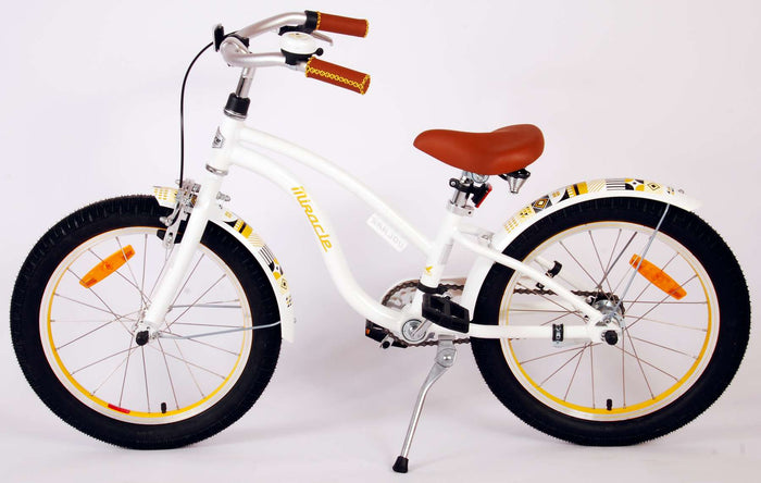 Volare Miracle Cruiser Barncykel 18 tum, Vit - Lilla Cykelbutiken