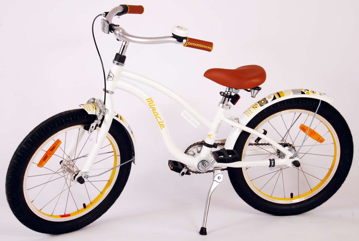 Volare Miracle Cruiser Barncykel 18 tum, Vit - Lilla Cykelbutiken