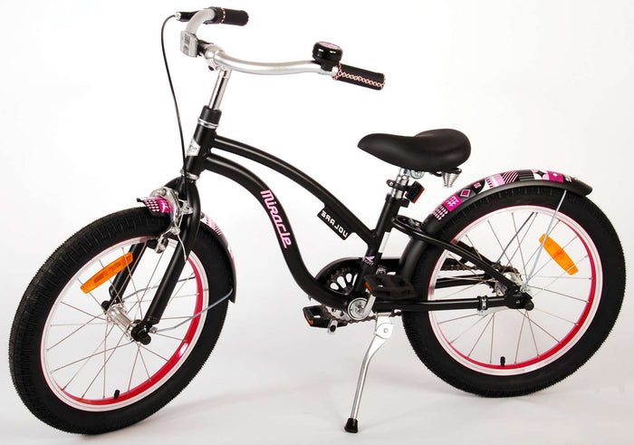 Volare Miracle Cruiser Barncykel 18 tum, Matt Svart - Lilla Cykelbutiken