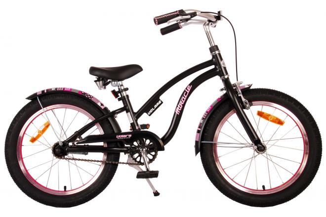 Volare Miracle Cruiser Barncykel 18 tum, Matt Svart - Lilla Cykelbutiken