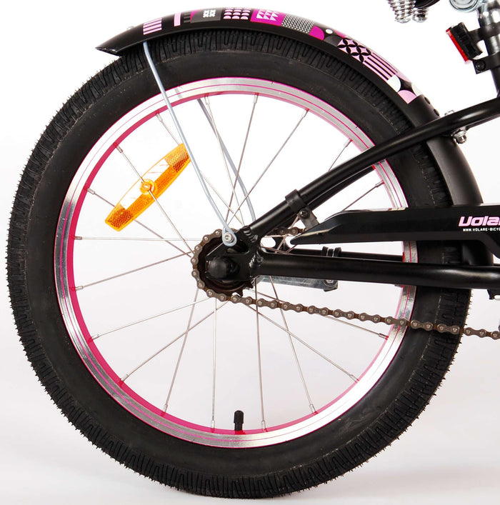 Volare Miracle Cruiser Barncykel 18 tum, Matt Svart - Lilla Cykelbutiken