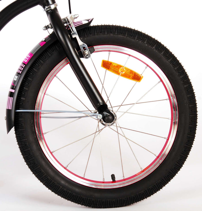 Volare Miracle Cruiser Barncykel 18 tum, Matt Svart - Lilla Cykelbutiken