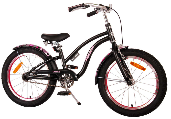 Volare Miracle Cruiser Barncykel 18 tum, Matt Svart - Lilla Cykelbutiken