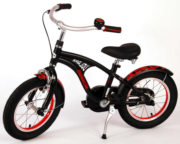 Volare Miracle Cruiser Barncykel 14 tum, Matt Svart - Lilla Cykelbutiken