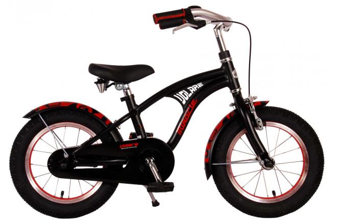 Volare Miracle Cruiser Barncykel 14 tum, Matt Svart - Lilla Cykelbutiken