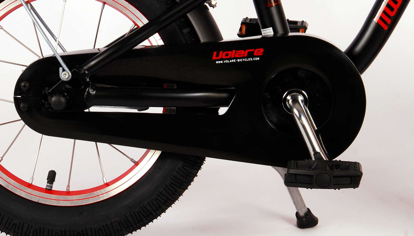 Volare Miracle Cruiser Barncykel 14 tum, Matt Svart - Lilla Cykelbutiken