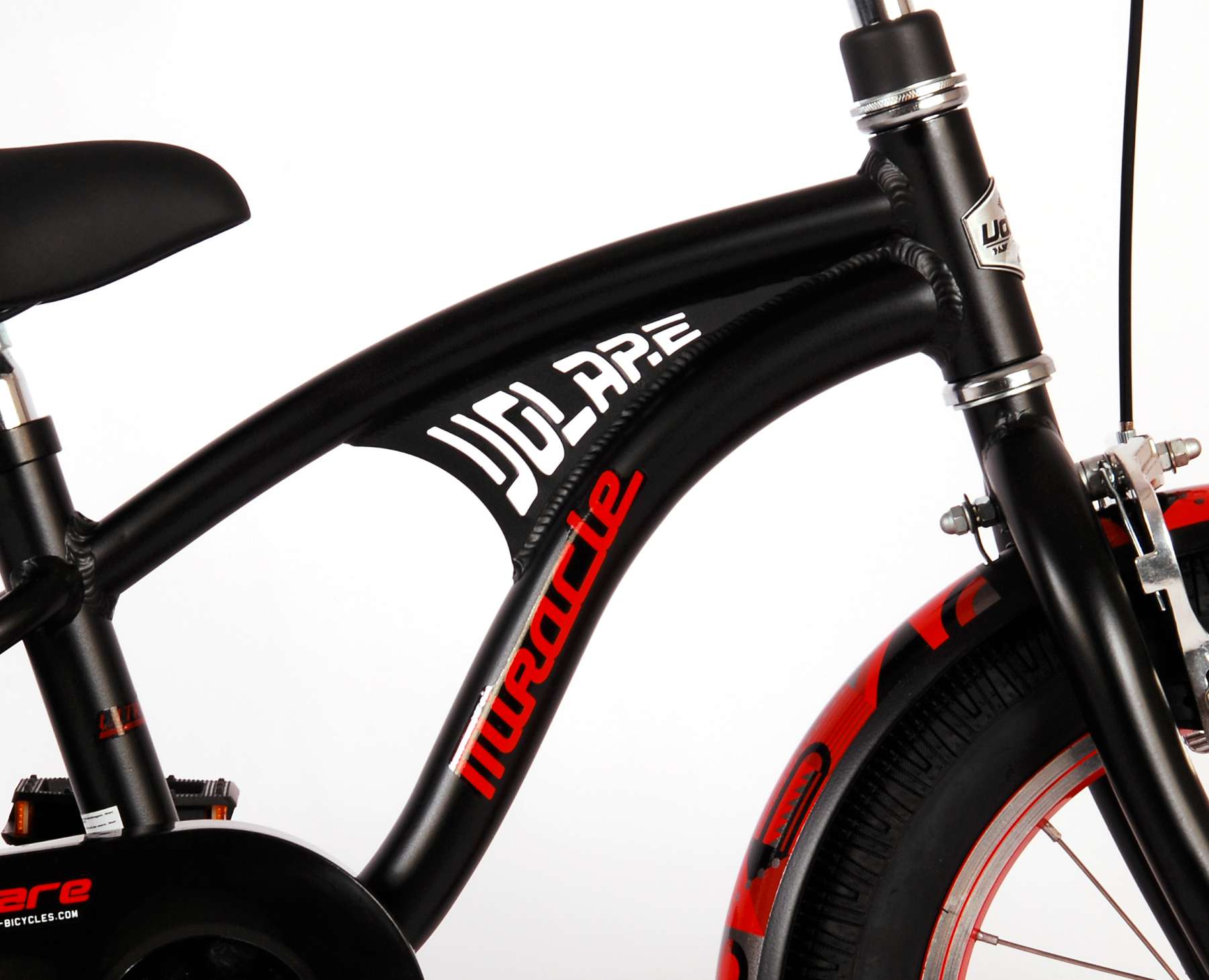 Volare Miracle Cruiser Barncykel 14 tum, Matt Svart - Lilla Cykelbutiken
