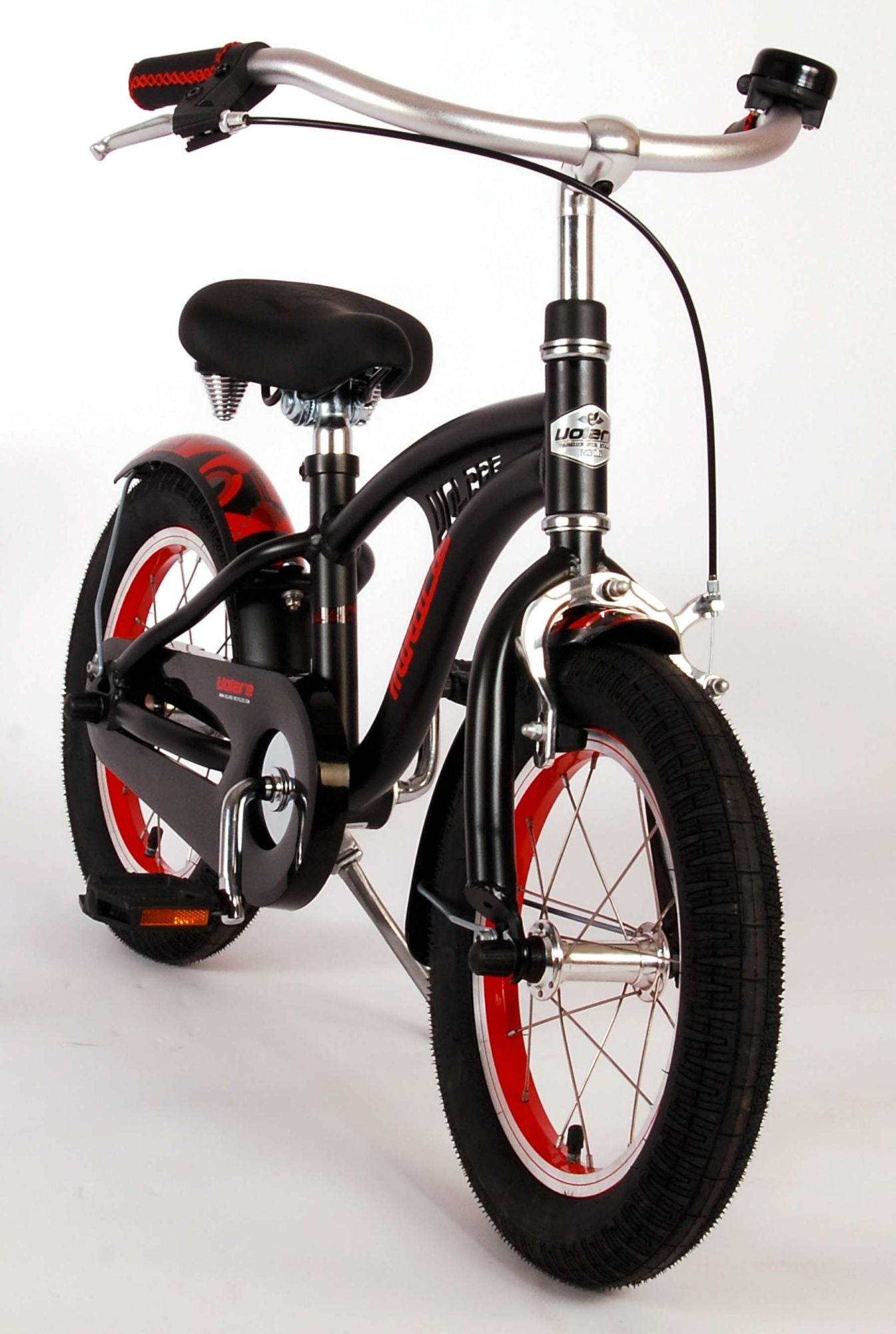 Volare Miracle Cruiser Barncykel 14 tum, Matt Svart - Lilla Cykelbutiken