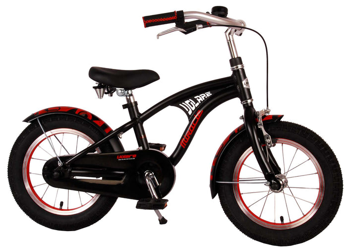 Volare Miracle Cruiser Barncykel 14 tum, Matt Svart - Lilla Cykelbutiken