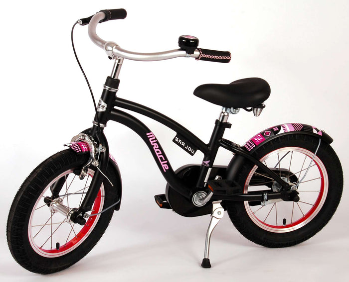 Volare Miracle Cruiser Barncykel 14 tum, Matt Svart - Lilla Cykelbutiken