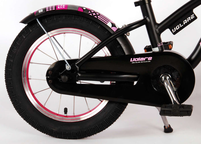 Volare Miracle Cruiser Barncykel 14 tum, Matt Svart - Lilla Cykelbutiken