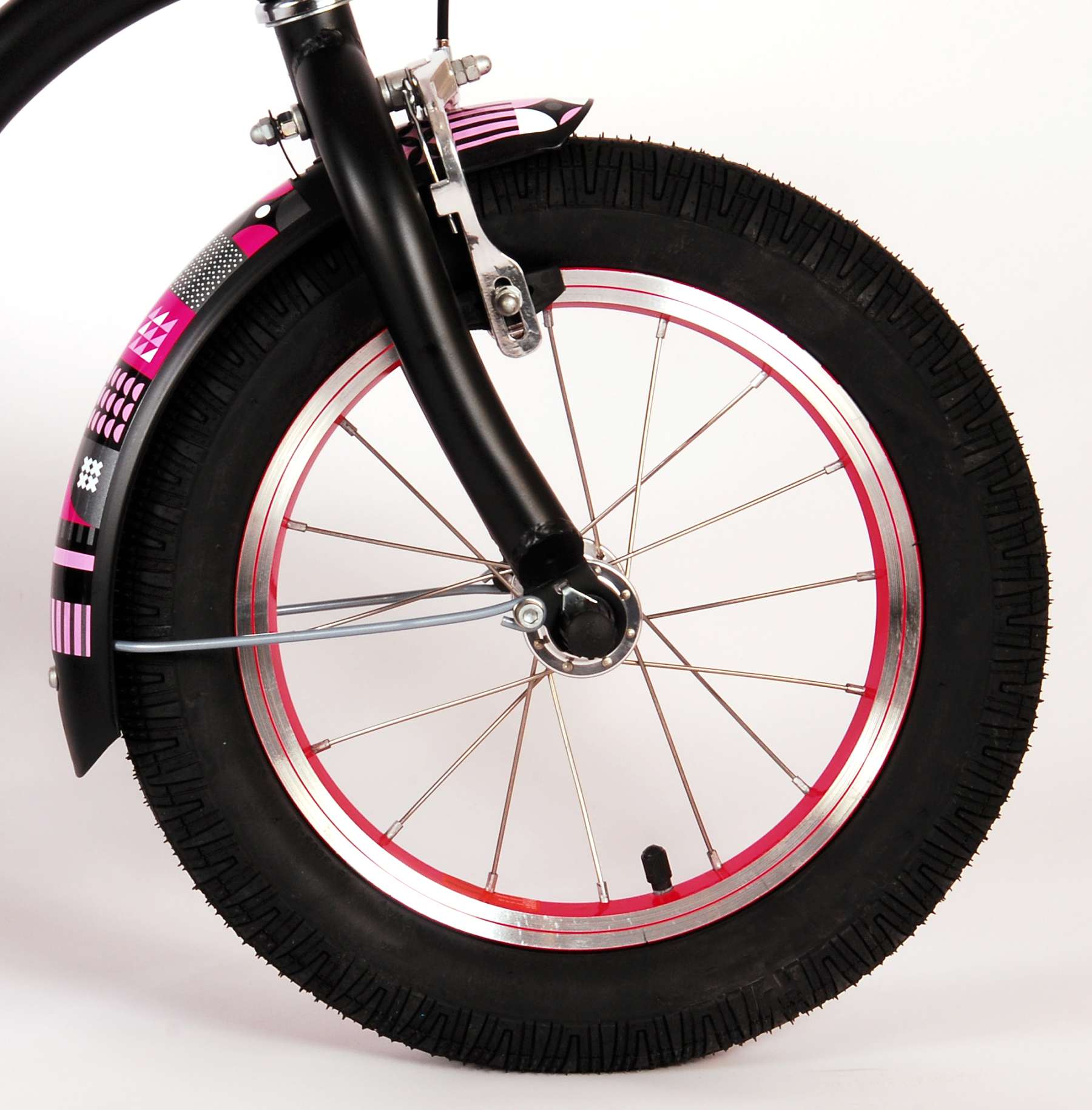 Volare Miracle Cruiser Barncykel 14 tum, Matt Svart - Lilla Cykelbutiken