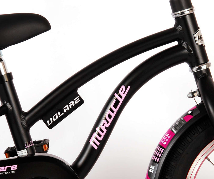 Volare Miracle Cruiser Barncykel 14 tum, Matt Svart - Lilla Cykelbutiken