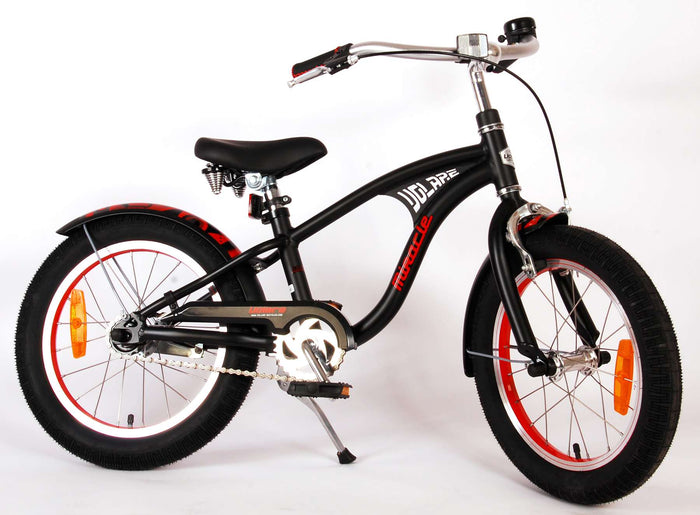 Volare Miracle Cruiser Barncykel 16 tum, Matt Svart - Lilla Cykelbutiken