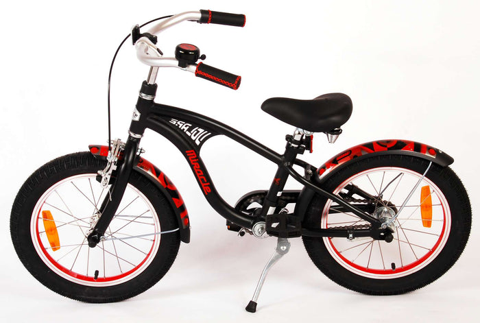 Volare Miracle Cruiser Barncykel 16 tum, Matt Svart - Lilla Cykelbutiken