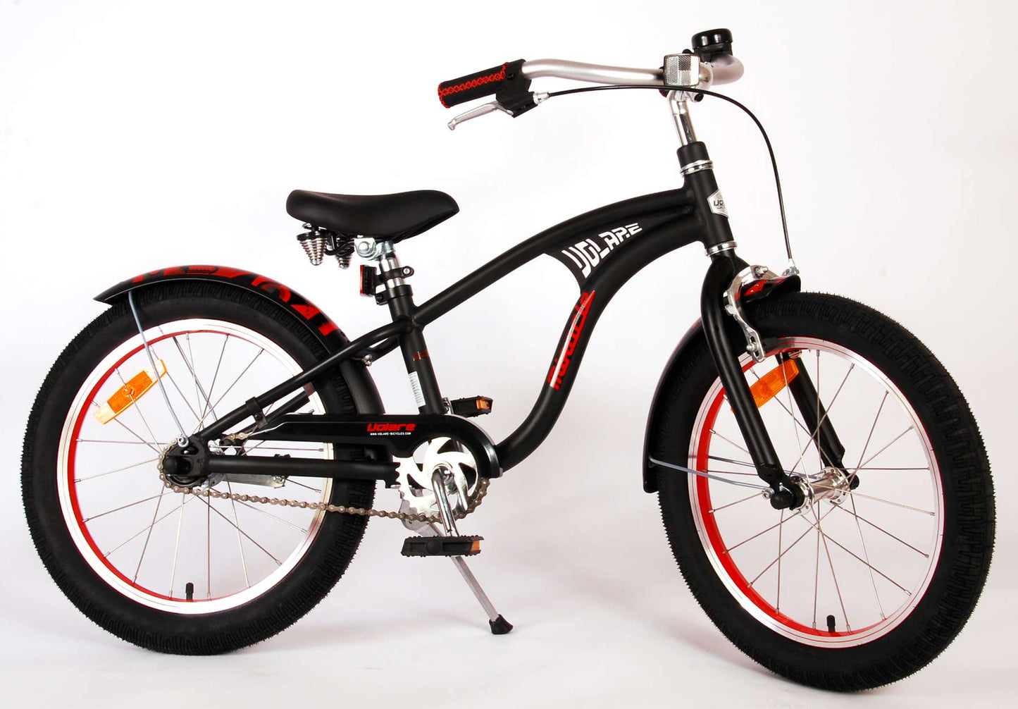 Volare Miracle Cruiser Barncykel 18 tum, Matt Svart - Lilla Cykelbutiken