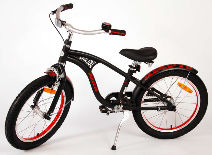 Volare Miracle Cruiser Barncykel 18 tum, Matt Svart - Lilla Cykelbutiken