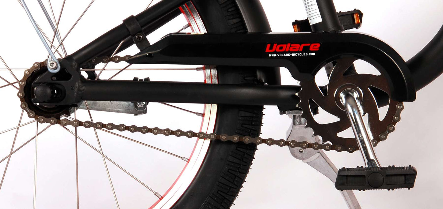 Volare Miracle Cruiser Barncykel 18 tum, Matt Svart - Lilla Cykelbutiken