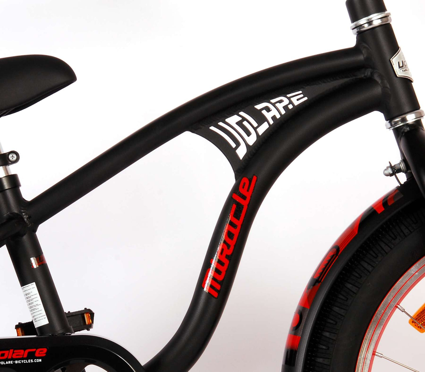 Volare Miracle Cruiser Barncykel 18 tum, Matt Svart - Lilla Cykelbutiken