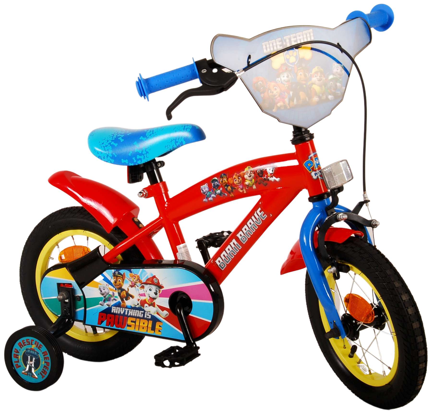 Paw Patrol Barncykel 12 tum, Röd/Blå - Lilla Cykelbutiken