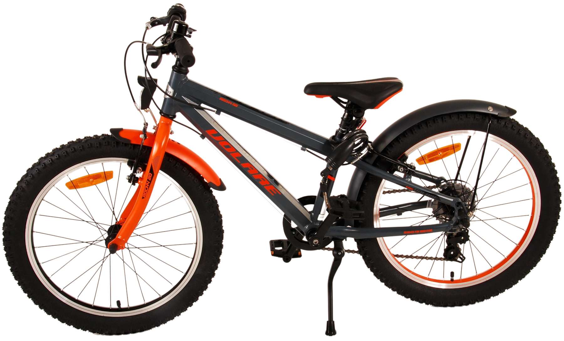 Volare Rocky Barncykel 20 tum, Grå Orange 6 växlar - Lilla Cykelbutiken