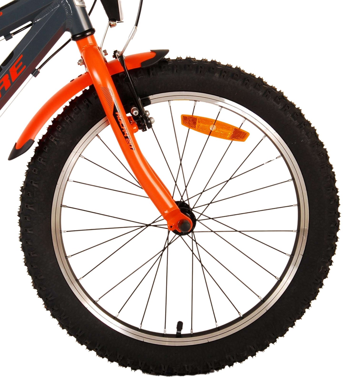 Volare Rocky Barncykel 20 tum, Grå Orange 6 växlar - Lilla Cykelbutiken