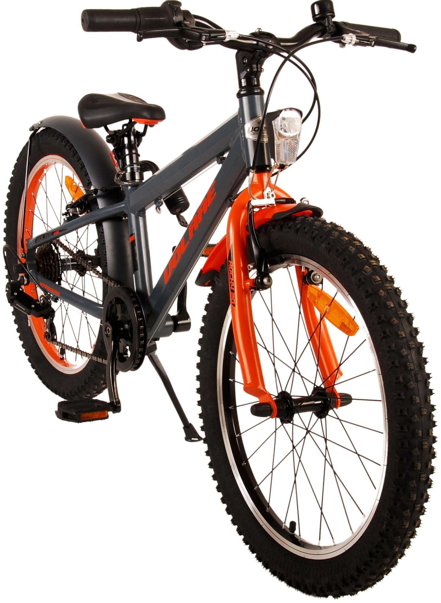 Volare Rocky Barncykel 20 tum, Grå Orange 6 växlar - Lilla Cykelbutiken