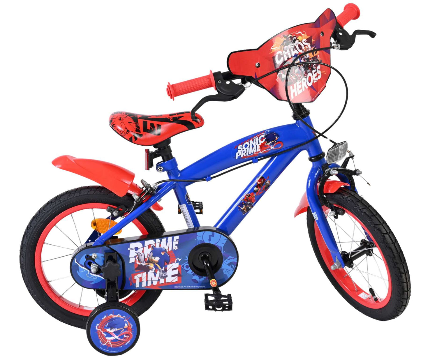 Sonic Prime Barncykel 14 tum, dubbla handbromsar, Röd - För barn 5-5 år