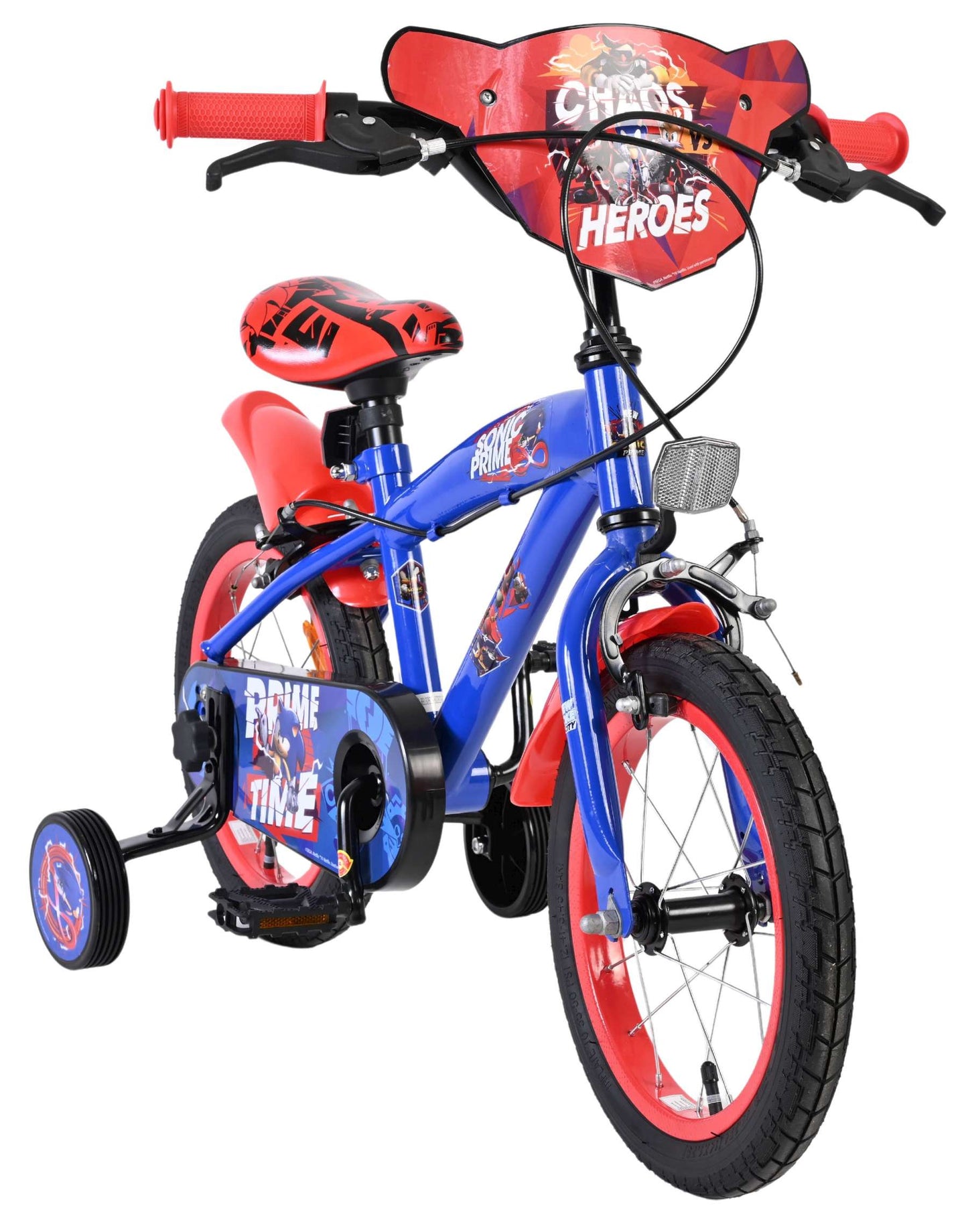 Sonic Prime Barncykel 14 tum, dubbla handbromsar, Röd - För barn 5-5 år