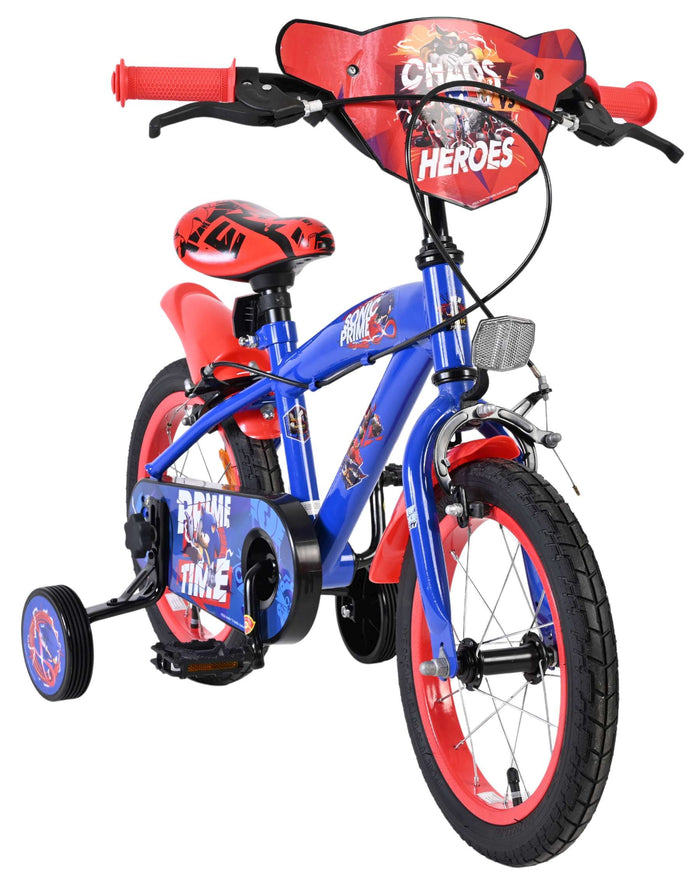 Sonic Prime Barncykel 14 tum, dubbla handbromsar, Röd - För barn 5-5 år