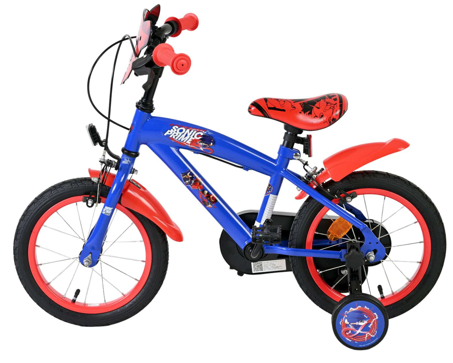Sonic Prime Barncykel 14 tum, dubbla handbromsar, Röd - För barn 5-5 år