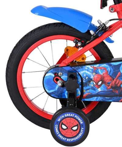 Spiderman Spider-Man Barncykel 14 tum, dubbla handbromsar, Blå - För barn 5-5 år